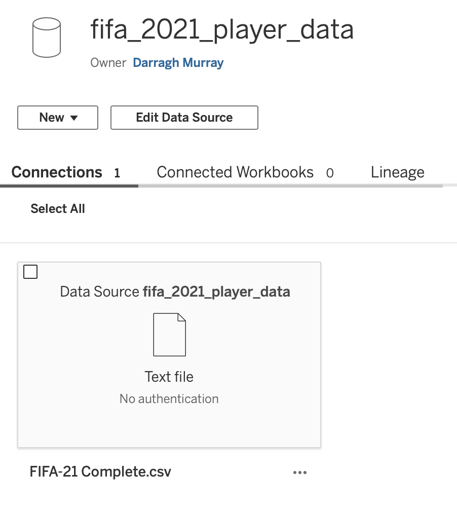 Tableau Published Datasource